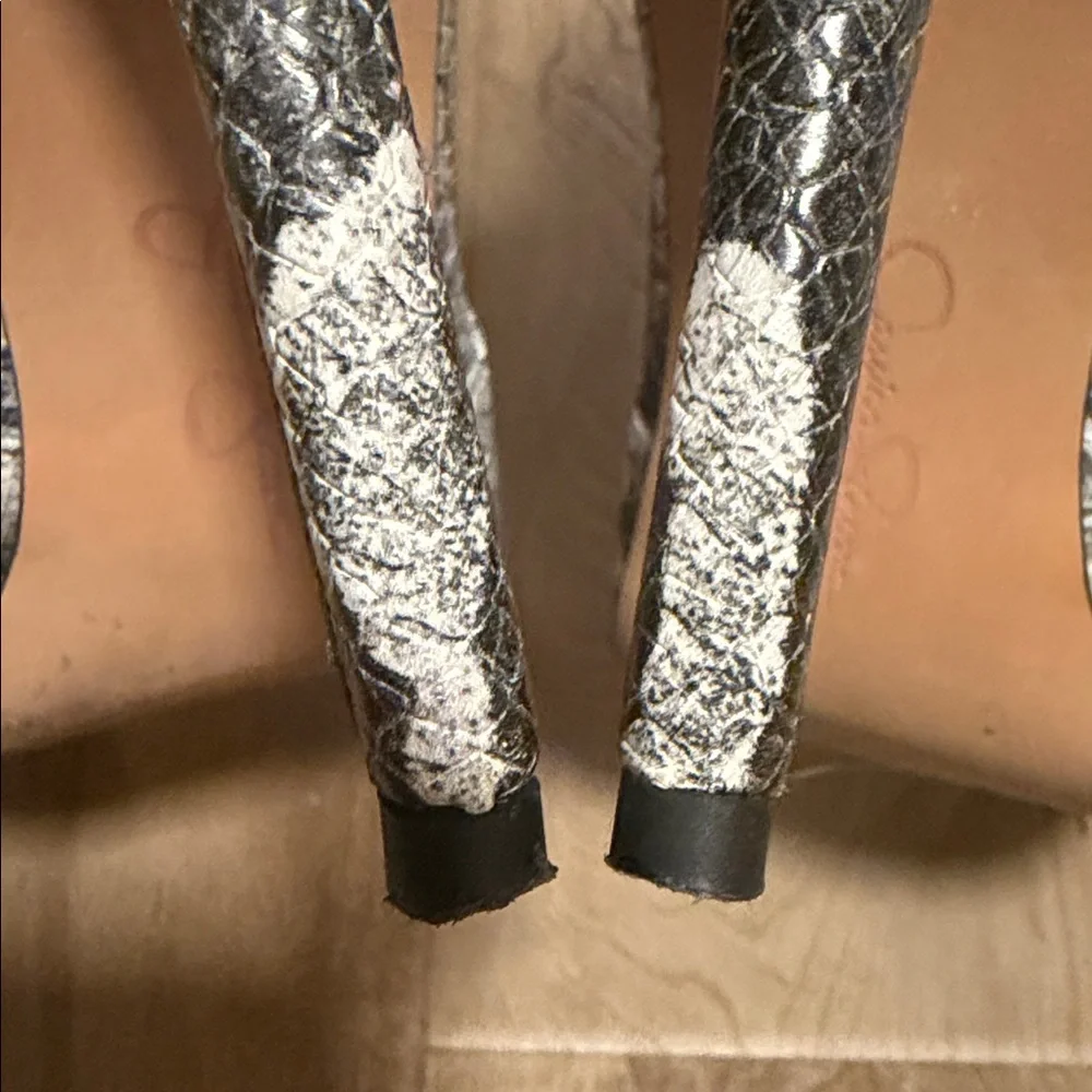 Jessica Simpson Silver Snake Print Pointed Toe Ankle Booties